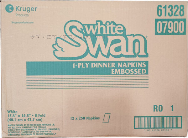 White Swan 1-Ply Dinner Napkins (12/250pcs)